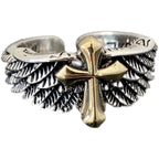 Cross Steel Ring Retro Angel Style