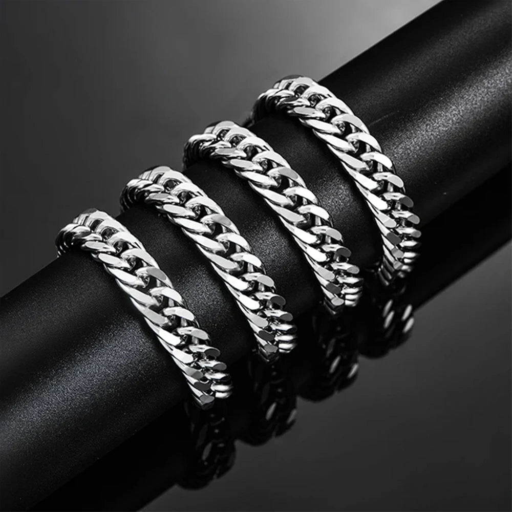 HIYEE 3mm/4mm/5mm/6mm/7mm/8mm Stainless Steel Cuban Link Chains Classic for Men Boy Curb Chunky Necklace Jewelry 14 to 28 Inches