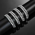 HIYEE 3mm/4mm/5mm/6mm/7mm/8mm Stainless Steel Cuban Link Chains Classic for Men Boy Curb Chunky Necklace Jewelry 14 to 28 Inches