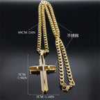 3D Cross Stainless Steel Pendant Necklace