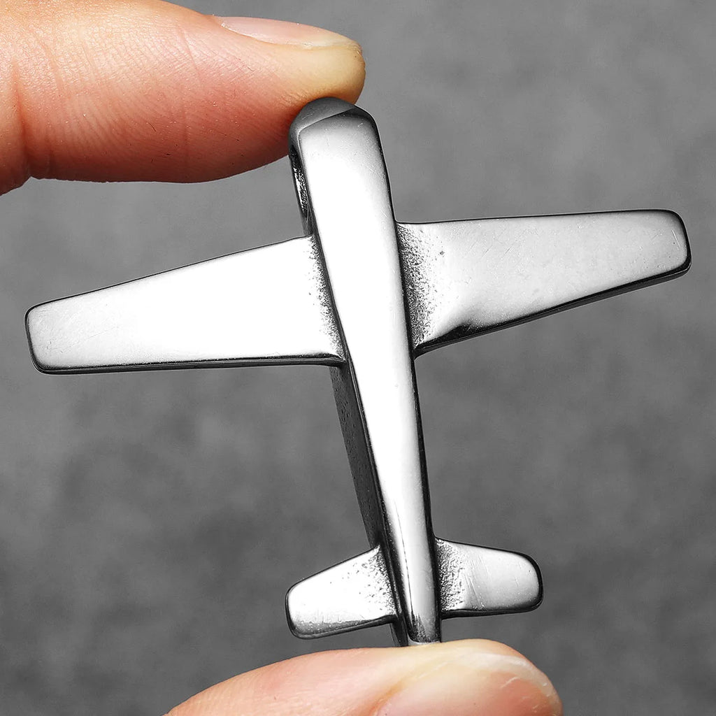 Airplane Pendant Necklace — Stainless Steel