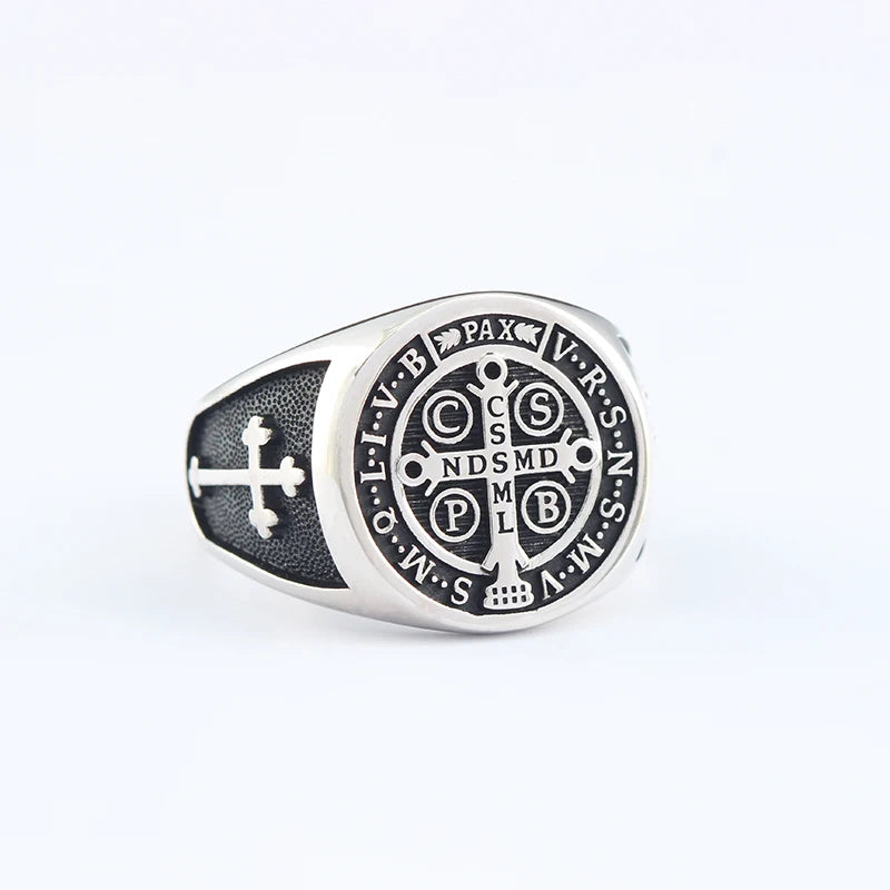 St. Benedict Cross Ring — Stainless Steel