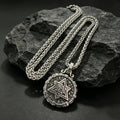 HNSP 316L Stainless Steel Viking Valknut Vegvisir Pendant Necklace For Men Vintage Double‑Sided Rune Compass Amulet
