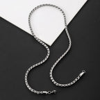 3mm Retro Men Stainless Steel Twisted Cuba Chain Necklace Simple Titanium Steel Necklace Hip Hop Jewelry Trendy Accessories