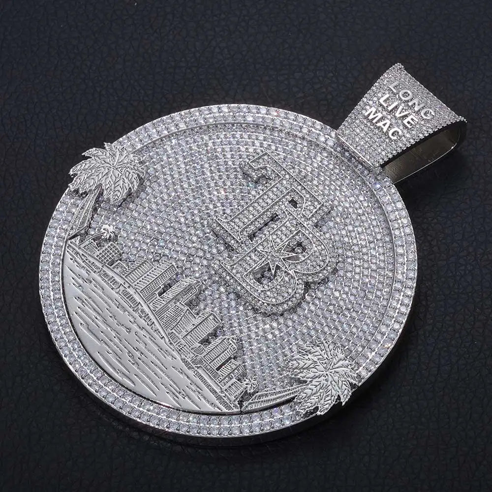 Iced Out Letter Pendant Circle Disc