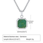 Natural Stone Geometric Pendant — Stainless
