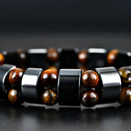 Hot Selling Men's Tiger Eye Stone Bracelet Men's Fashion Bead Black Stone Elastic Bracelet
