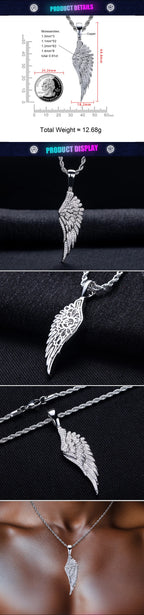 Iced Out Angel Wing Pendant — 14K Gold