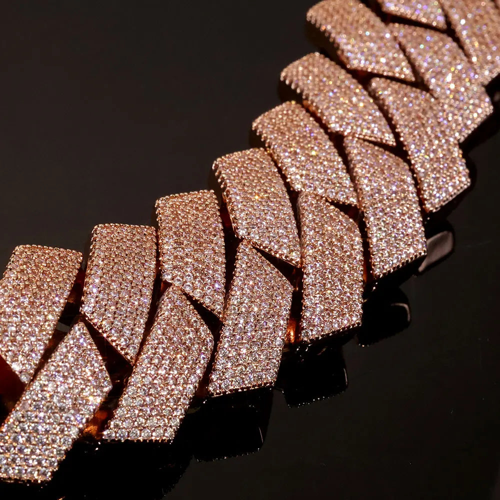 Iced Out Cuban Chain Necklace Stainless Steel 25MM