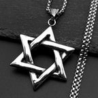 Magen David Star Long Necklace — Steel