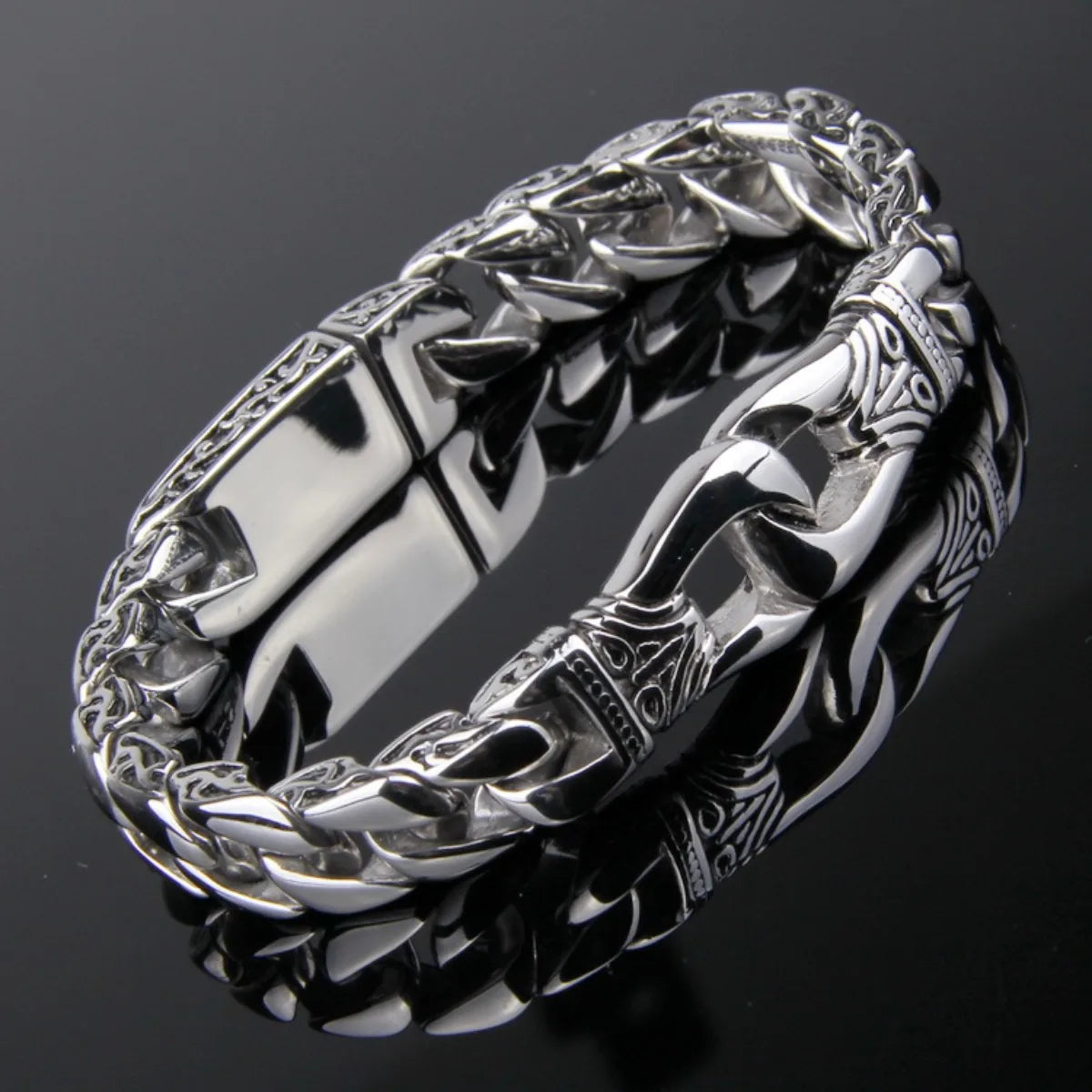 Men's Punk Silver Color Bracelet Stainless Steel Hypoallergenic Jewelry Gift Party Bangles Chain Accessory