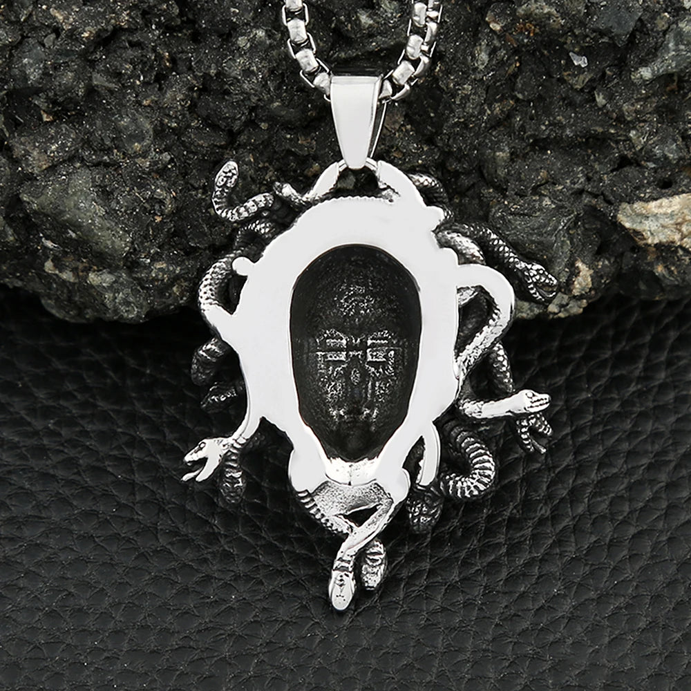 Gothic Vintage Medusa Pendant 316L Stainless Steel Punk Hip Hop Unique Snake Necklace Fashion Amulet Jewelry Gifts