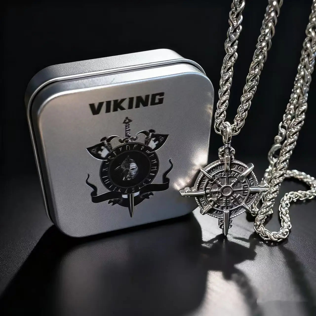 Compass Viking Steel Pendant 316L Rune Vintage