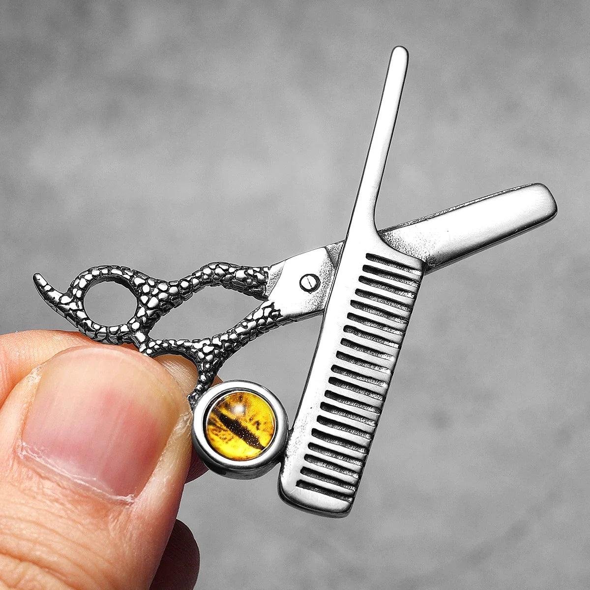 Iced Out Scissors Pendant Necklace Stainless Steel