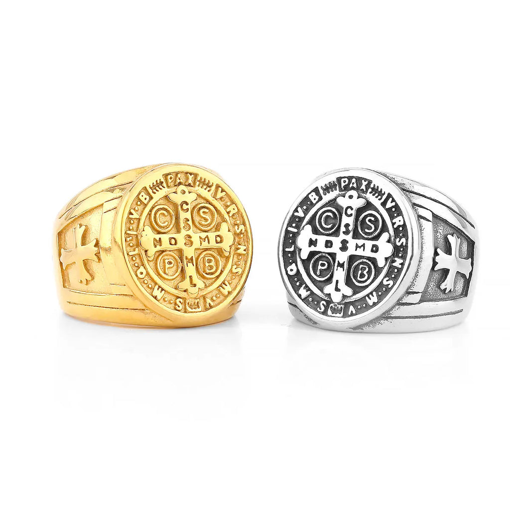 Never Fade Stainless Steel Personalized Cross Men's Faith Ring Hip Hop Punk Boyfriend Men's Jewelry Creative Gift