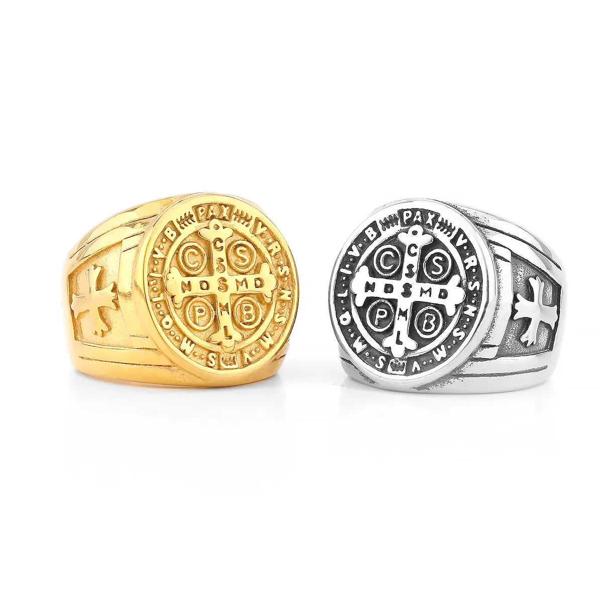 Never Fade Stainless Steel Personalized Cross Men's Faith Ring Hip Hop Punk Boyfriend Men's Jewelry Creative Gift
