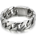 Matte Polished Gold Color Stainless Steel Men's Bracelet for Man 20MM Curb Link Chain Wrist On Hand Bands Jewelry