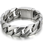 Matte Polished Gold Color Stainless Steel Men's Bracelet for Man 20MM Curb Link Chain Wrist On Hand Bands Jewelry