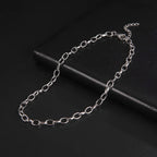 Paperclip & Cable Link Chain Choker Necklace — Stainless Steel