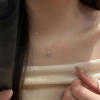 Blue Tears Heart Crystal Pendant Necklace