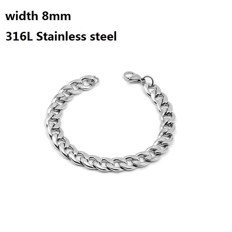 316L Stainless Steel Cuban Chain Bracelet for Men Women Figaro Vintage Metal Viking Kpop Pulseras Emo Cute Luxury