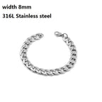 316L Stainless Steel Cuban Chain Bracelet for Men Women Figaro Vintage Metal Viking Kpop Pulseras Emo Cute Luxury