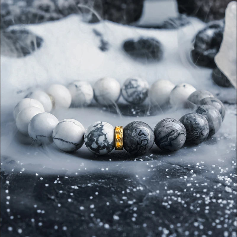 Block Volcanic Lava Stone Bracelet Men Black Classic Matte Obisidian Labradorite Bead Jewelry Women Birthday Gift for