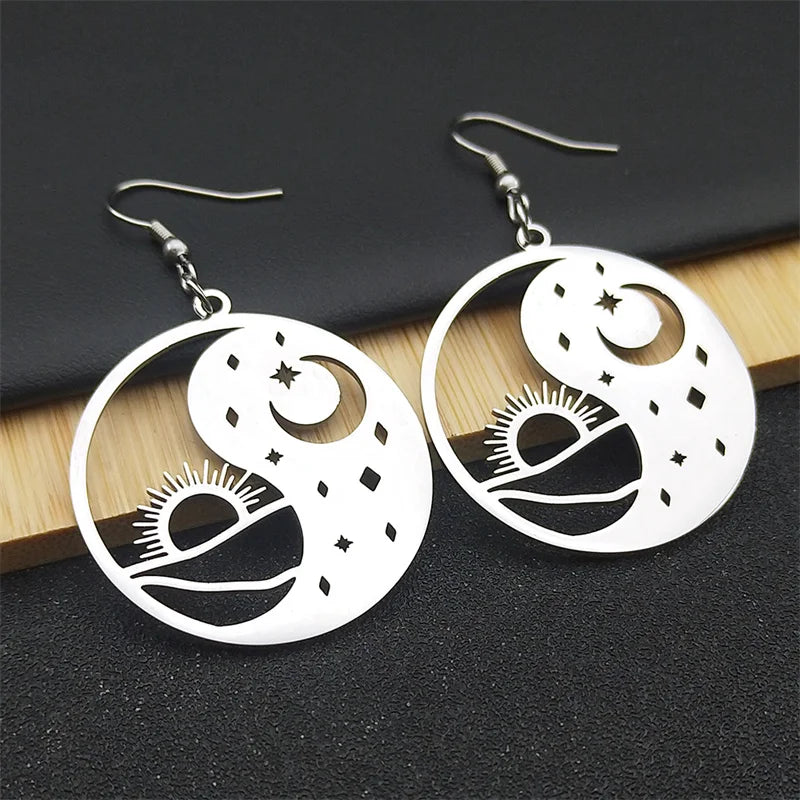 Yin Yang Silver Pendant Taoist Tai Chi Bagua Sun