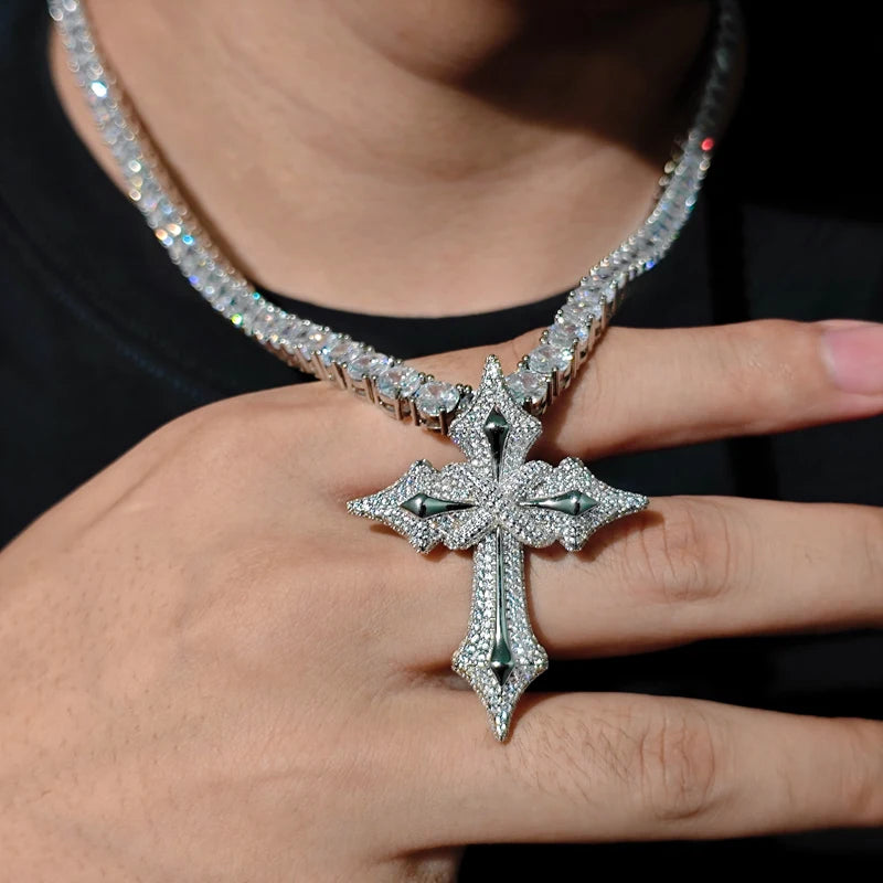 TUHE Hight Quality Cross Pendant Moissanite Spider pendant 925 Sterling Silver Pendant For Men Hip Hop Jewelry