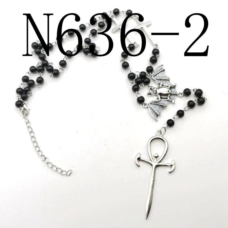 Anime Cross Chain Pendant Necklace — Zinc Alloy