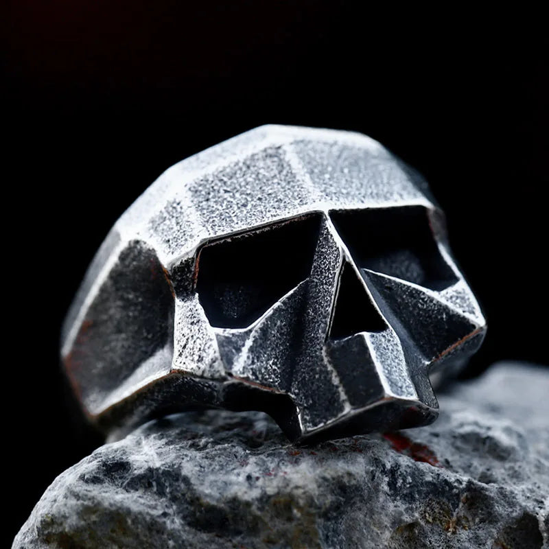 Retro Stainless Steel Robot Ghost Head Ring for Foreign Trade New Punk Hip-Hop Skull Titanium Steel Ring