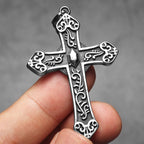 Cross Virgin Mary Pendant Necklace Stainless Steel