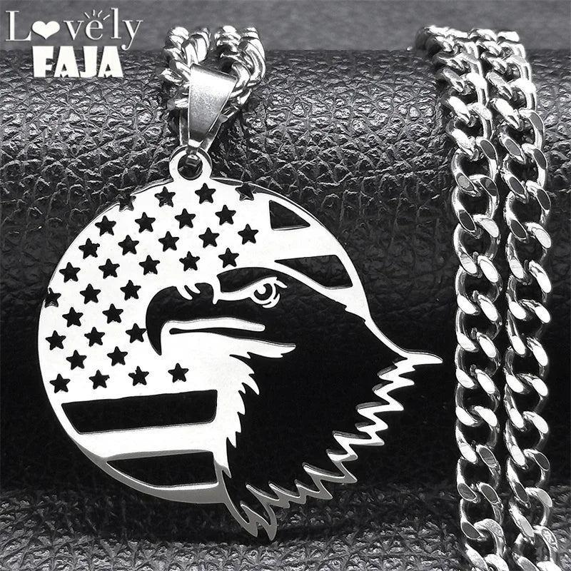American Eagle Flag Pendant — Stainless