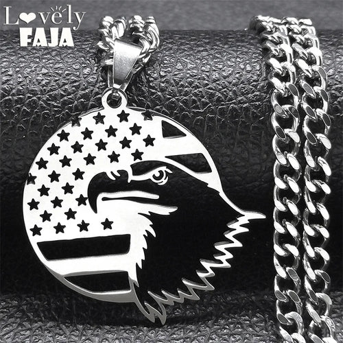 American Eagle Flag Pendant — Stainless