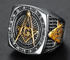 Copper electroplated gold hot-selling Viking ring Stainless SteelAGMasonic Angel Demon's Eye Ring