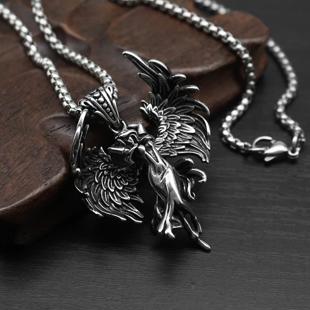 Fallen Angel Satan Stainless Steel Pendant Necklace