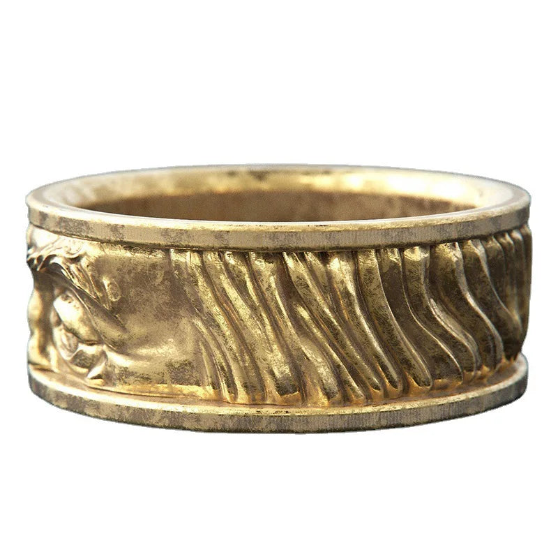 Creative Hot Selling Dual Eye Gaze Ring European And American 925 Silver Plated 18k Gold Relief Carved Eye Men's Ring