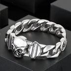 Fongten 22cm Skull Cuban Chain Bracelets For Men Stainless Steel Skeleton Curb Men Bangle Bracelet Gothic Jewelry Christmas