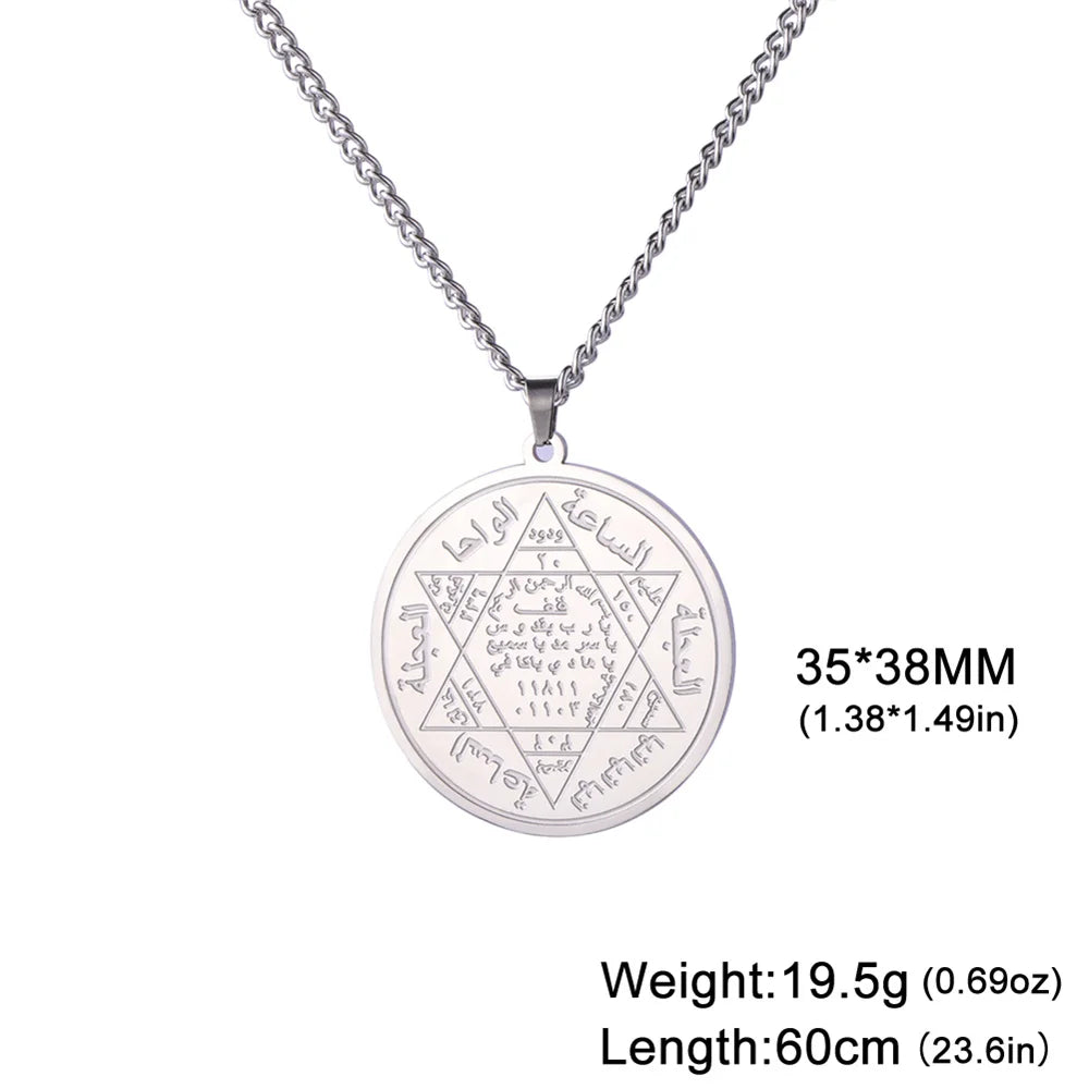 Solomon Seal Hexagram Star Pendant Necklace — Stainless Steel