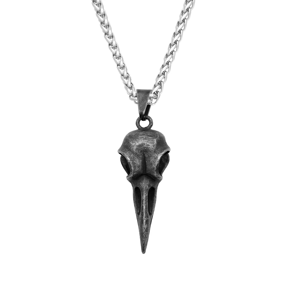 Crow Skull Pendant Necklace — Stainless Steel