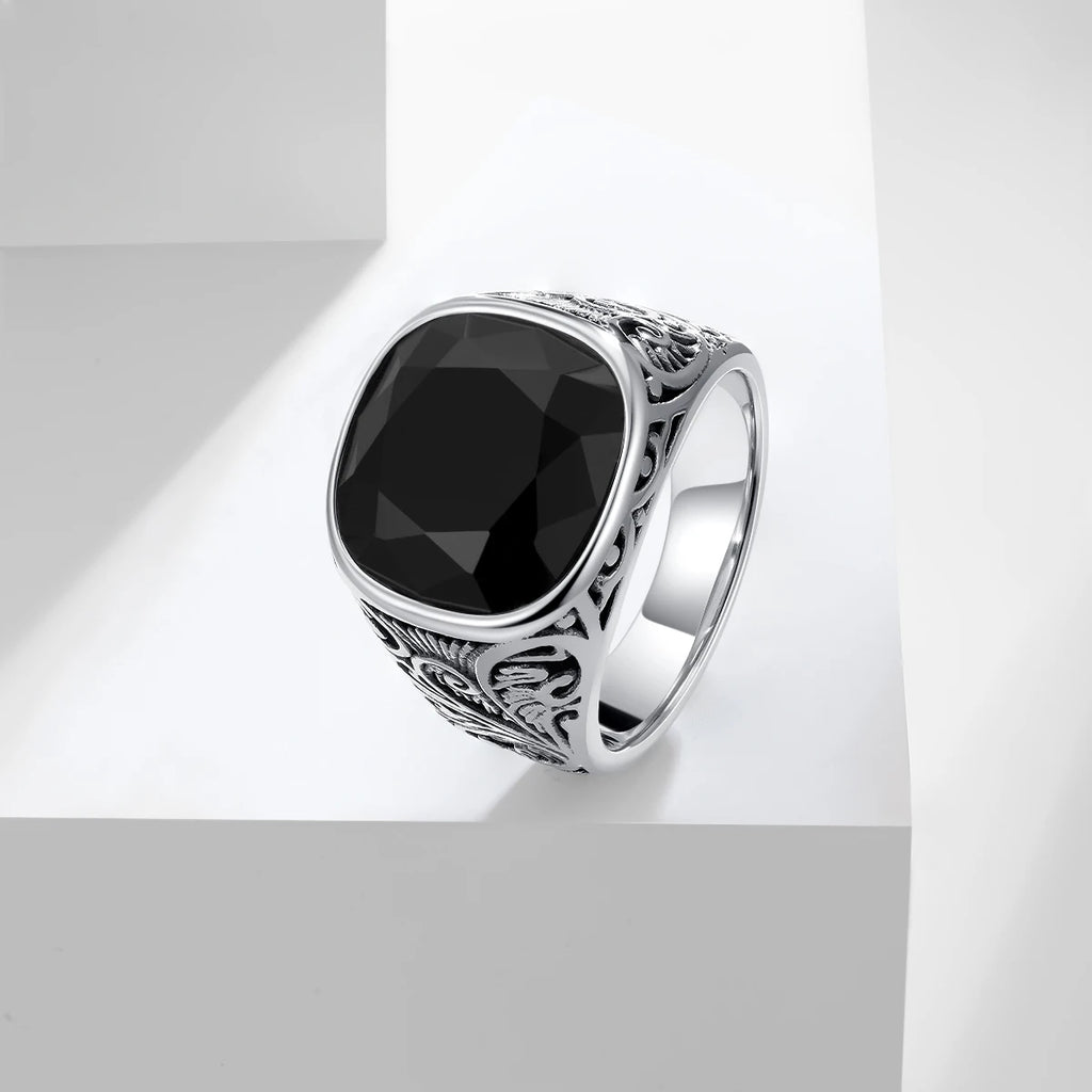 1pc Retro European American Style Men'S 316L Stainless Steel Ring, Fashionable Simple Creative Design, Synthetic Faux