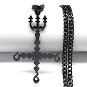666 Satan Inverted Cross Trident Necklace — Silver