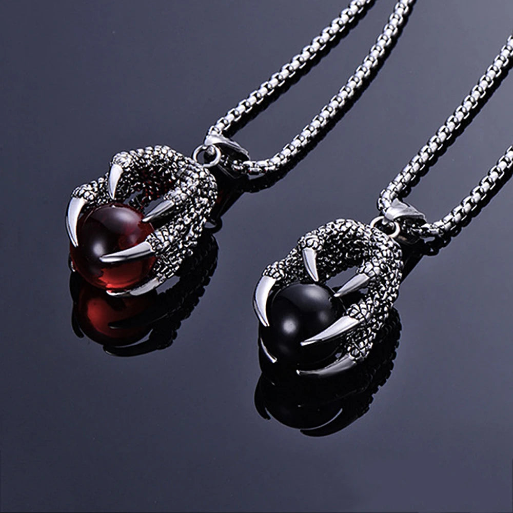 Dragon Claw Stone Pendant — Stainless Steel