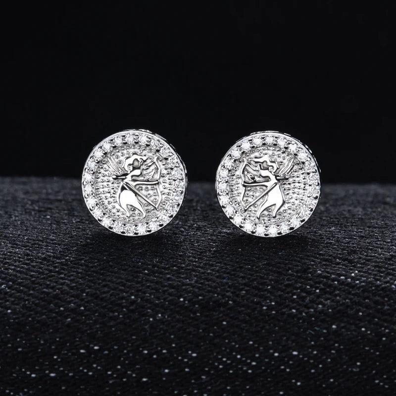 Iced Out Angel Stud Earrings — 925 Silver