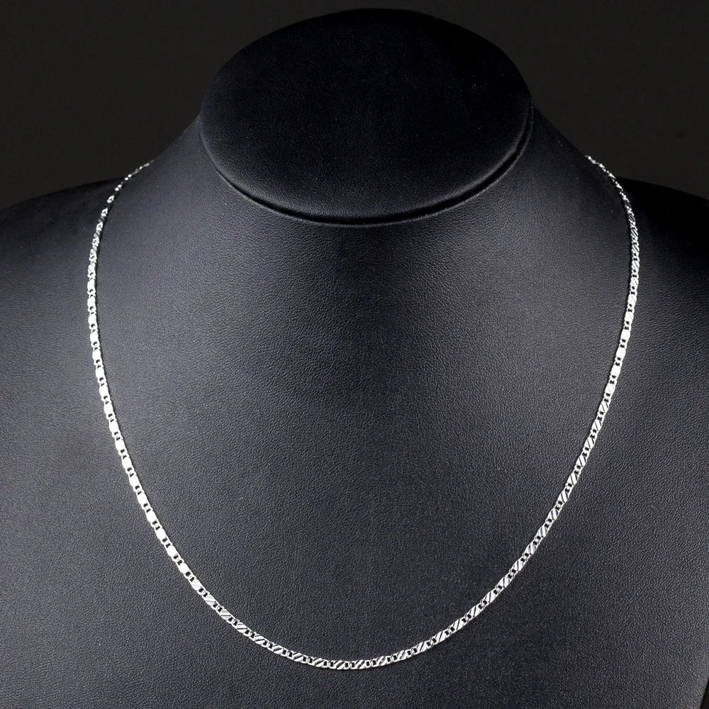 New 925 Sterling Silver fine 2MM flat Clavicle chains Necklaces for Men Women wedding party Jewelry Christmas gifts 40-75cm