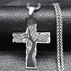 Christian Christ Eucharist Halo Grape Juice Cross Necklace Stainless Steel Men Women Catholic Holy Spirit Church Chain