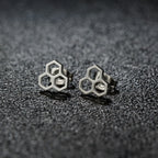1 Pair Tiny Stainless Steel Honeycomb Earrings For Women Girl Hexagon Ear Stud Geometry Chemistry Molecular Stud Earring