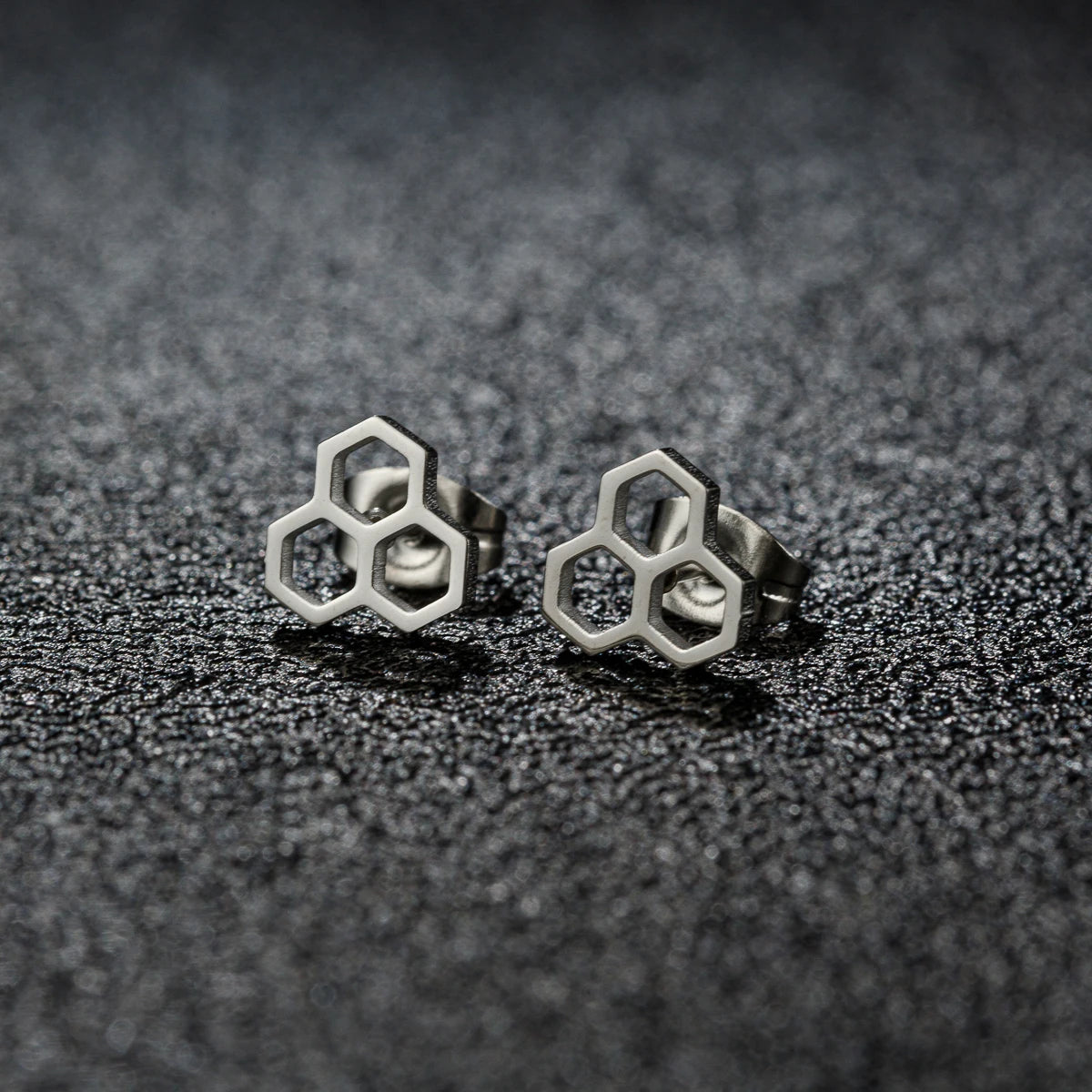 1 Pair Tiny Stainless Steel Honeycomb Earrings For Women Girl Hexagon Ear Stud Geometry Chemistry Molecular Stud Earring