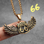 Punk Motorcycle Series Rider Route66 Stainless Steel Men Necklace Pendant Chain New in For Women Fashion Jewelry Gifts Wholesale