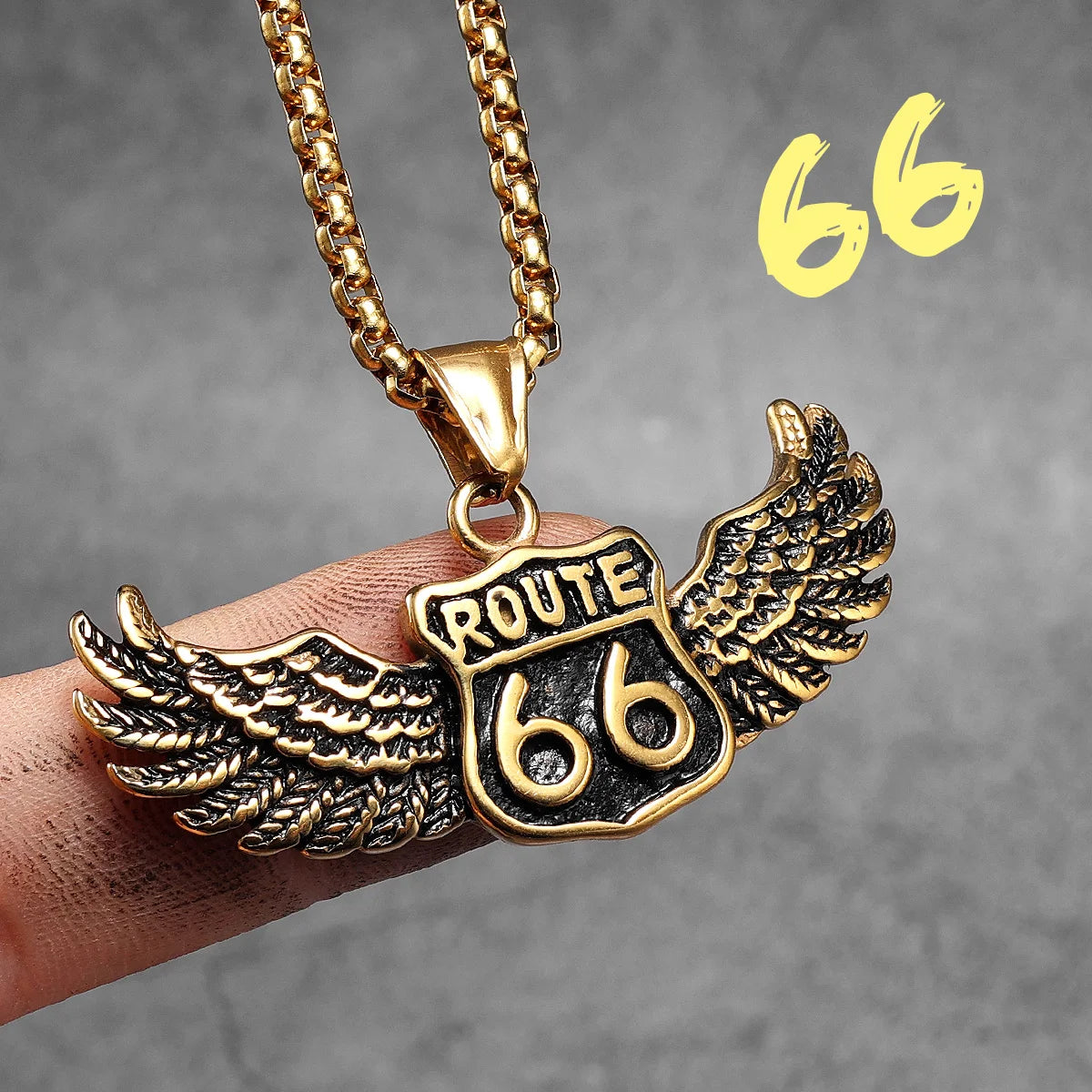 Punk Motorcycle Series Rider Route66 Stainless Steel Men Necklace Pendant Chain New in For Women Fashion Jewelry Gifts Wholesale